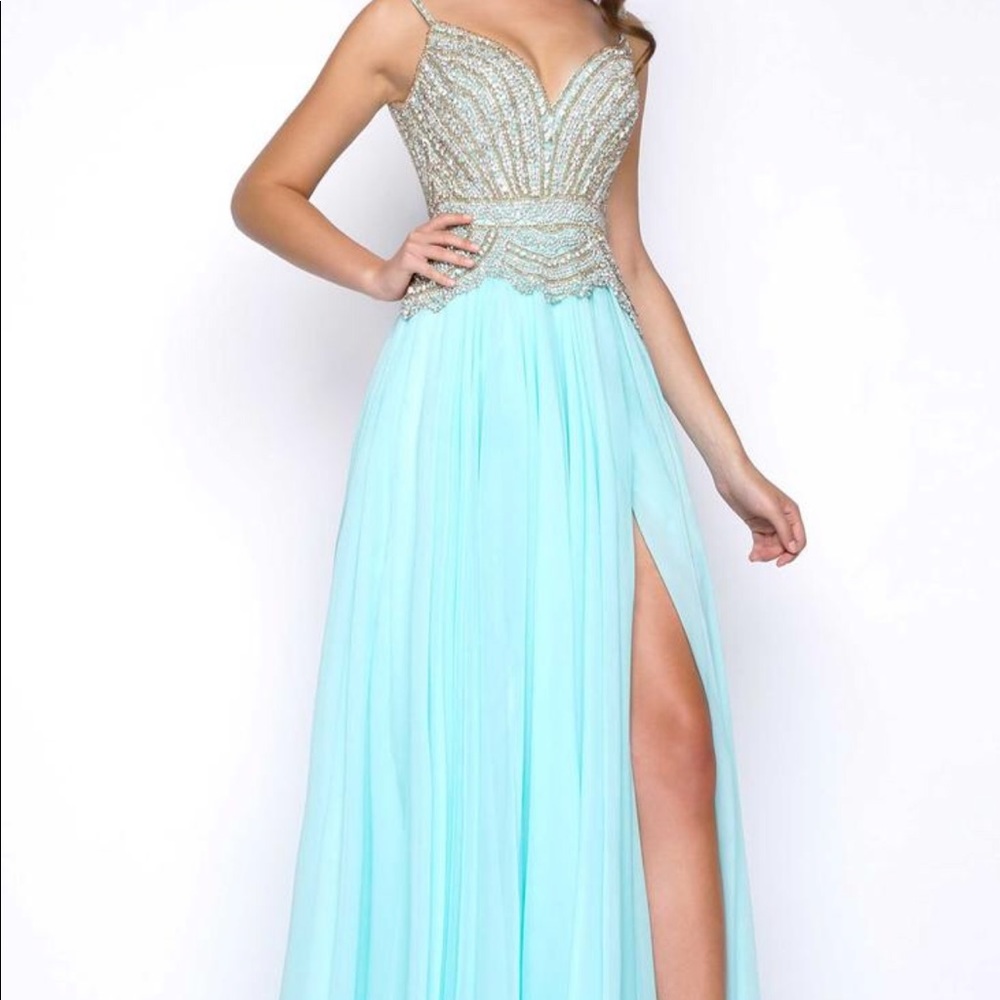 MacDuggal LONG SLIT DRESS